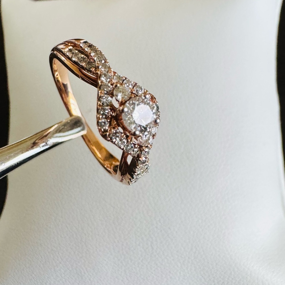 10K Yellow Gold VTG Solitaire Diamond Cluster Ring Engagement Bridal size 6.75